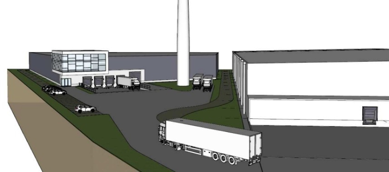 New building to be constructed. Warehouse with offices in Olen